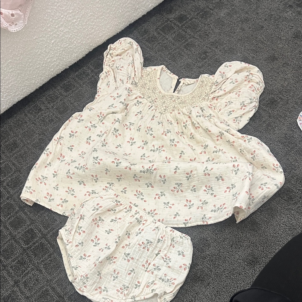 Quincy Mae Cream Floral Kids Matching Set